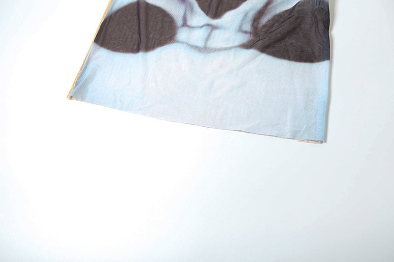 Women Winter Street Mesh Print Bodycon Skirt 14