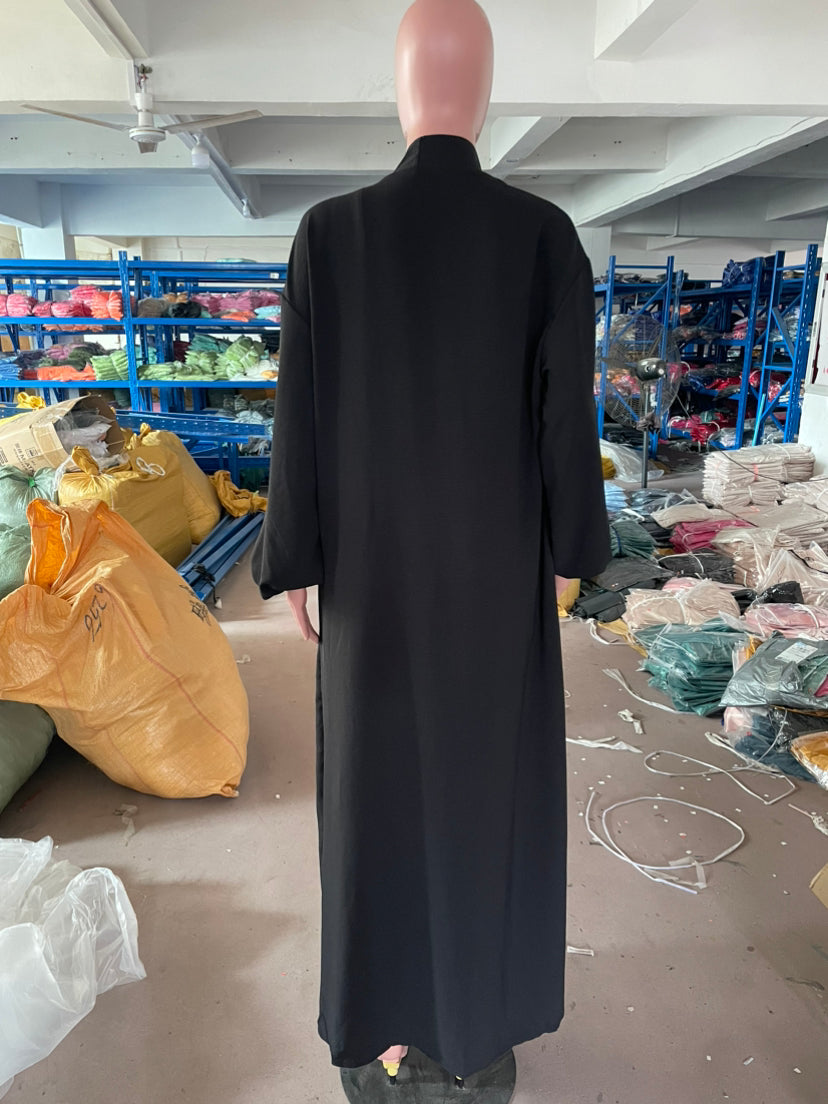 Autumn And Winter Solid Color Lantern Sleeve Lace-Up Robe Coat 11