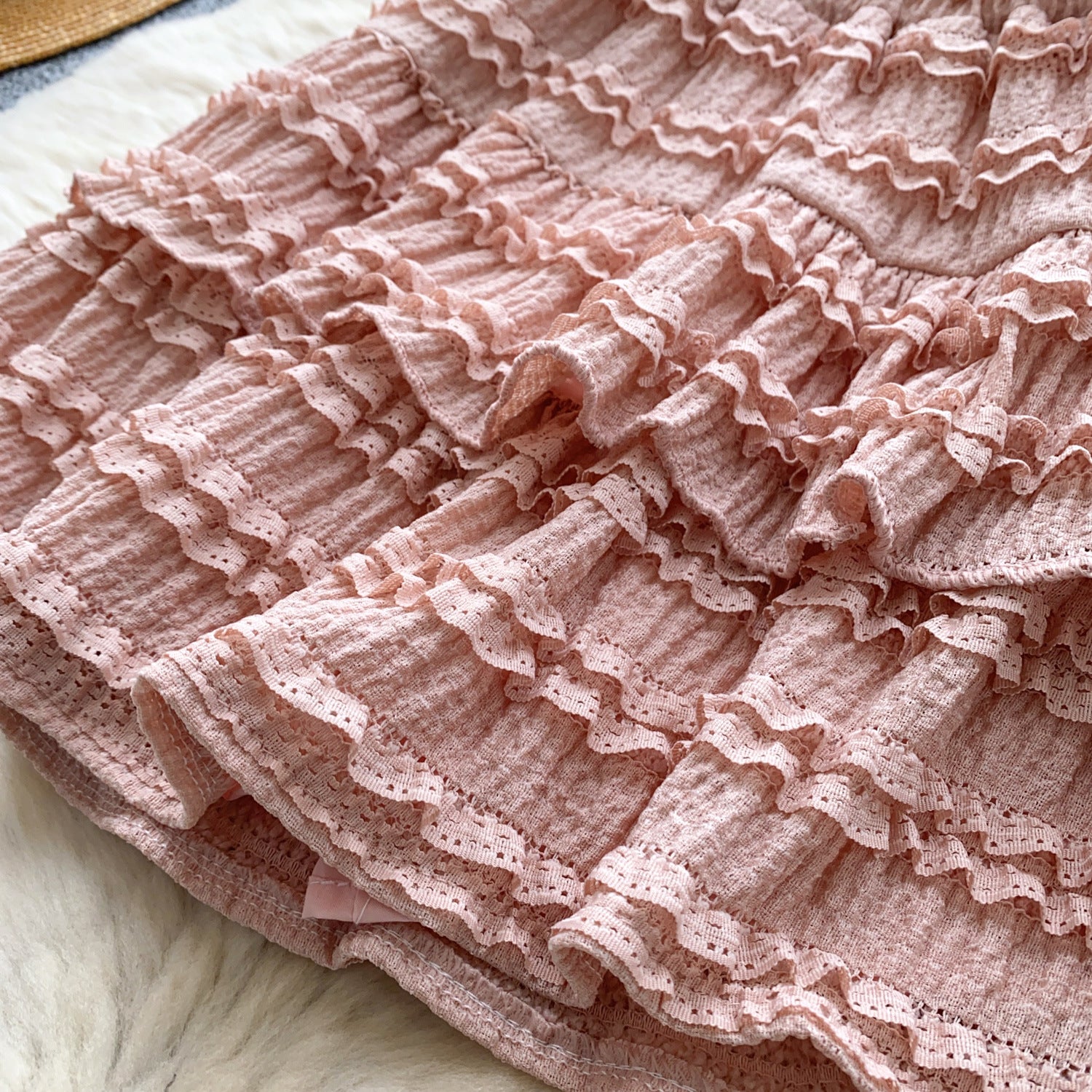 Summer Chic Women's Square Neck Camisole Vest High Waist Pleated Ruffle Skirt Two Piece Set 15