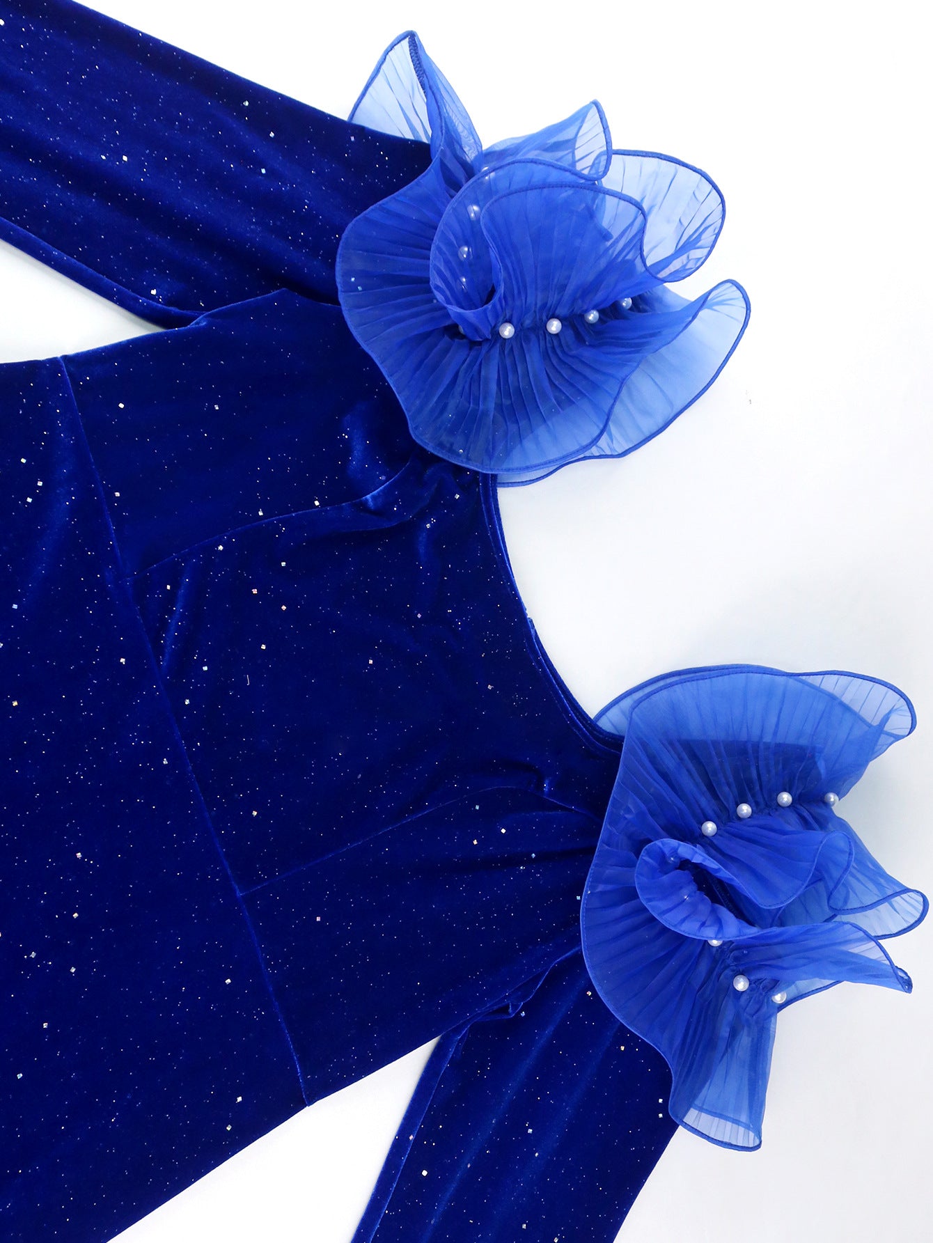 Women Elegant U-neck Backless Mesh Patchwork Formal Party Long Sleeve Dress 7