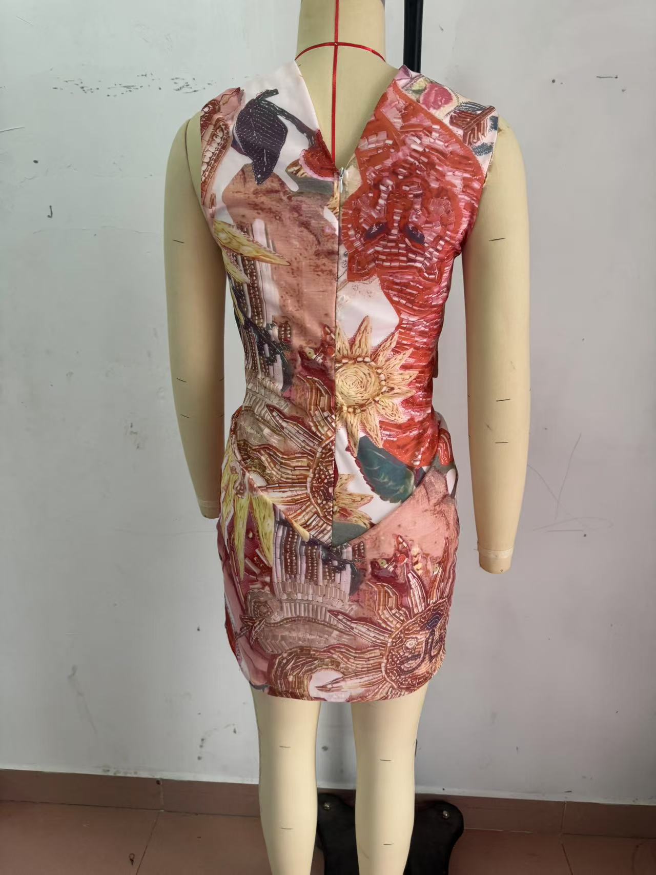 Women Spring Summer Halter Neck Stretchy Casual Holidays Printed Dress 8