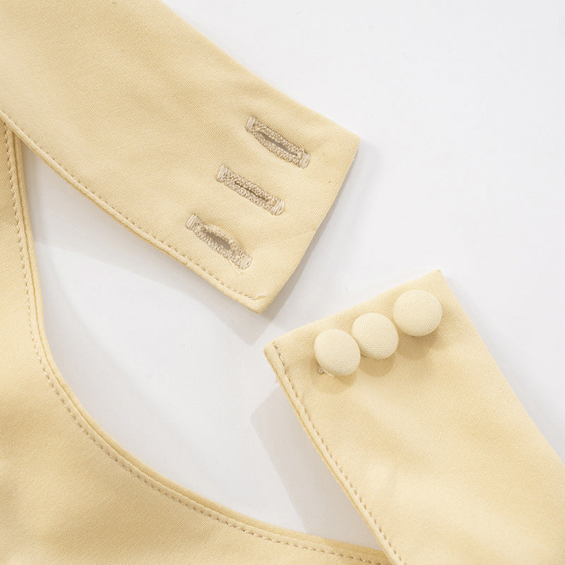 Women's Summer Solid Color Sexy Low Back Halter Neck Crop Top Sexy Short Skirt Set 10