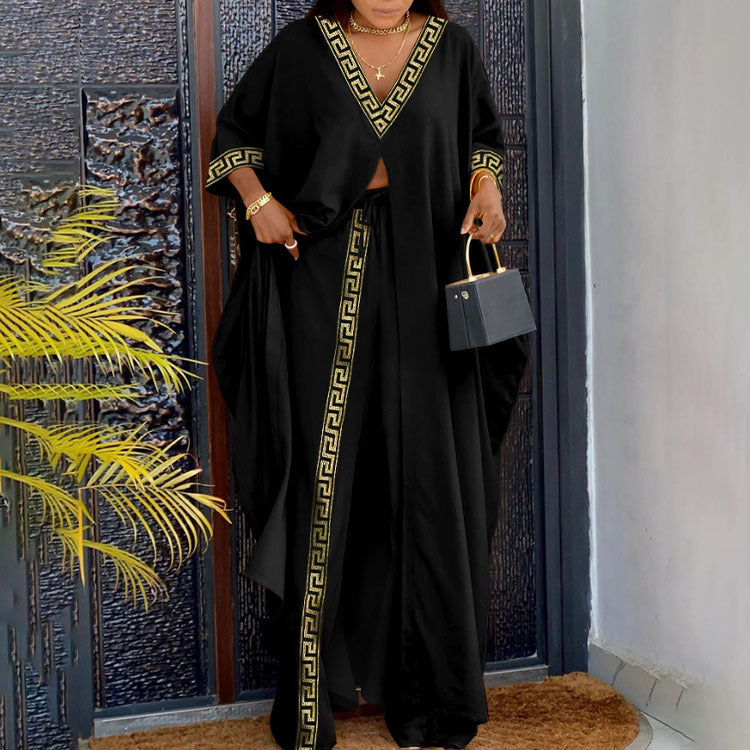 Women'S Spring Summer Letter Print V-Neck Long-Sleeve Top Suit For Women 4