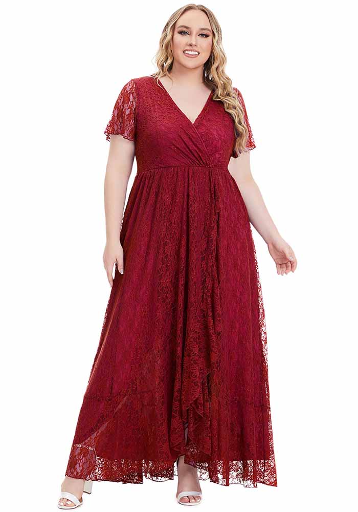 Plus Size Women's Evening Dress Lace Bridesmaid Dress