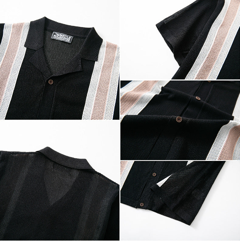 Men's Short Sleeve Knitting Polo Top 13