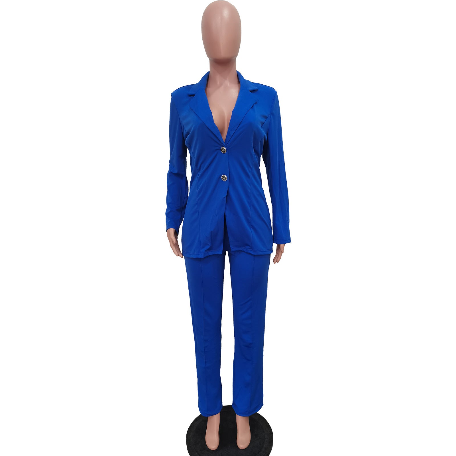 Women Solid Turndown Collar Two-piece Set 20