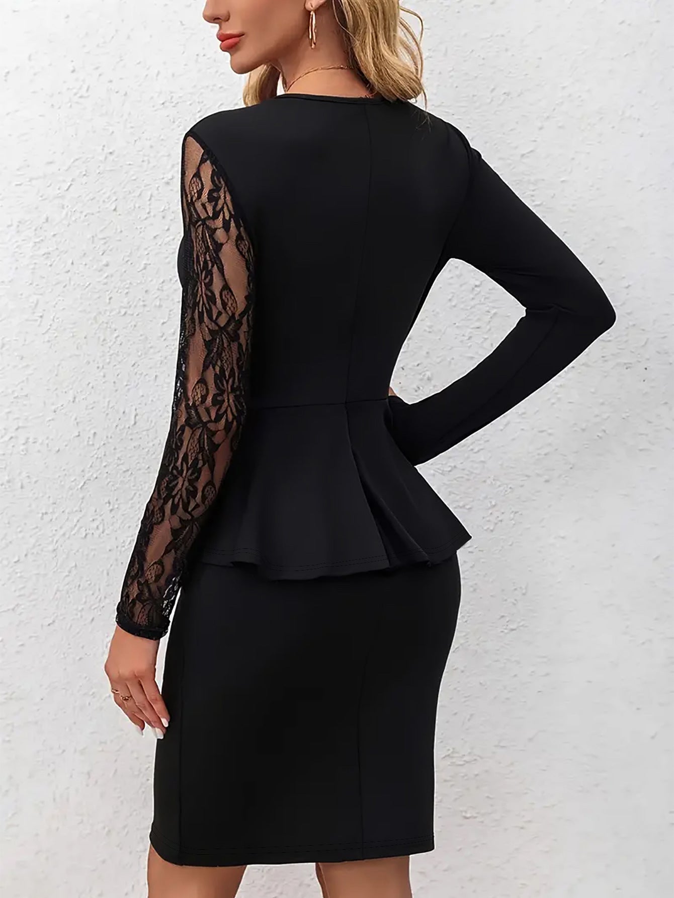 Fashion Elegant Ruffle Lace Patchwork Maxi Plus Size Elegant Dress 5