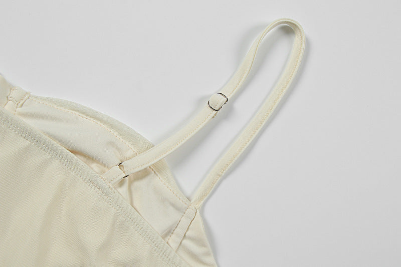 Summer Women's Fashion Sexy V-Neck Low Back Slim Fit Slit Strap Dress 13