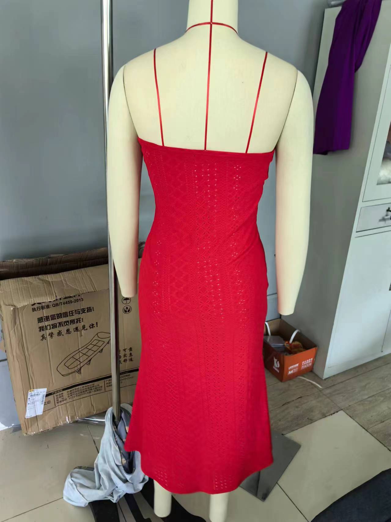 Spring And Summer Street Trendy Women's Clothing Strapless Hollow Irregular Dress 17