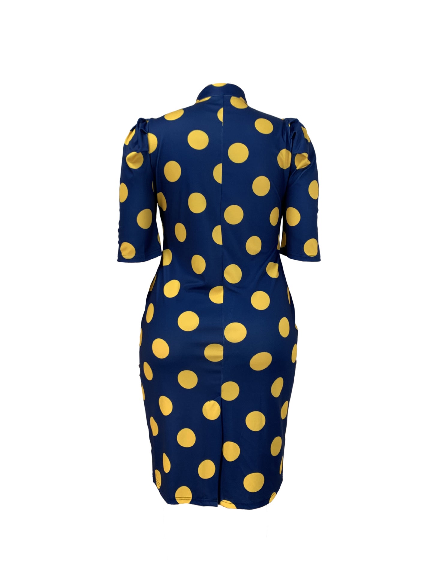 Women's Fashion Plus Size Flowing Neck Polka Dot Print Bodycon Dress 5