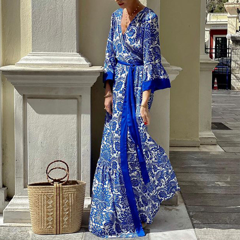 Spring Summer Women's Fashion Chic Printed Bohemian Maxi Dress 3