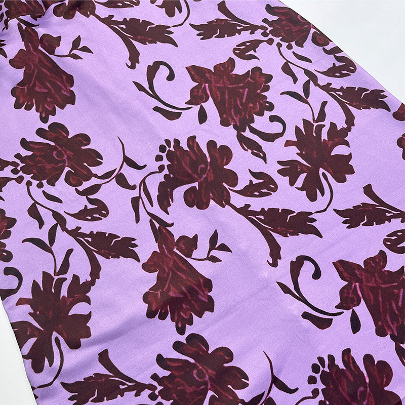 Spring Summer Women's Printed Halter Neck Lace-up Sexy Low-Back Slim Dress 17