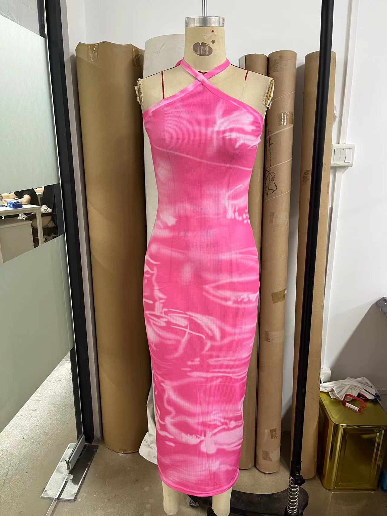 Halter Neck Low Back Tight Fitting Slim Sexy Women's Long Dress 4