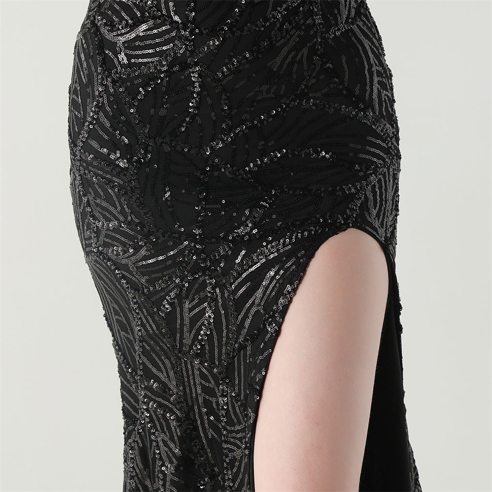 Women One Shoulder Beaded Sequin Embroidery Formal Party Prom Wedding Evening Dress 53