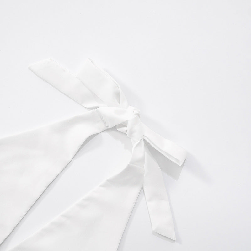 Women Summer Sexy V-Neck Halter Neck Lace-Up Backless Color-Contrast Dress 10