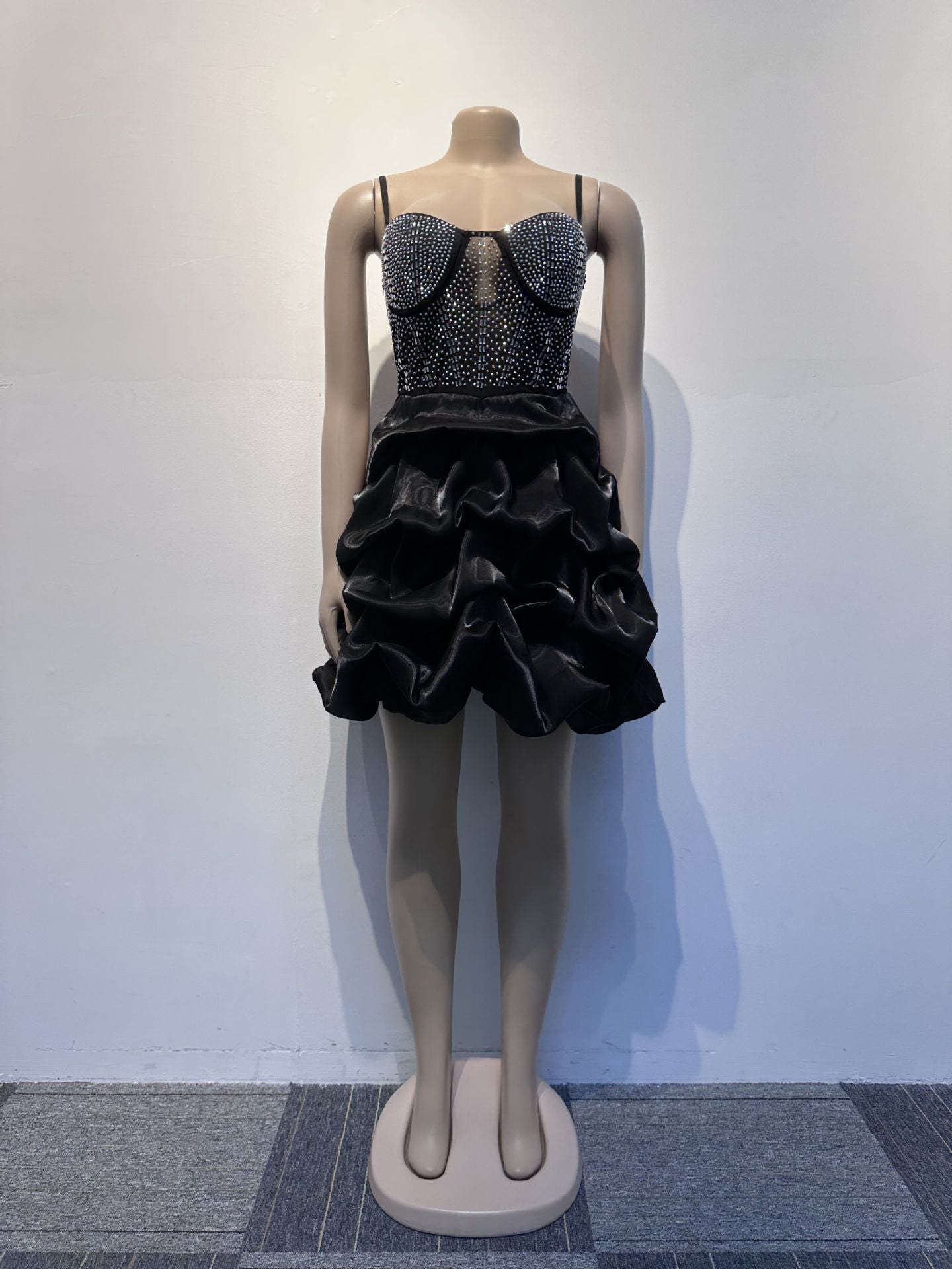 Women Sexy Beaded Stretch Camisole Cascading Ruffles Dress Tutu 16