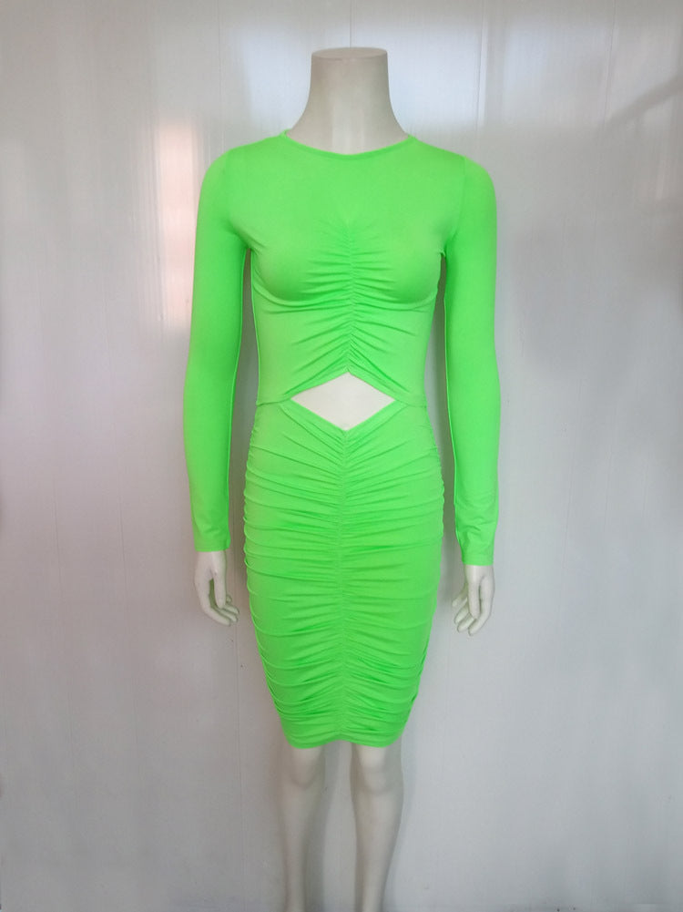 Women Autumn and Winter Pleated Sexy Dress 14