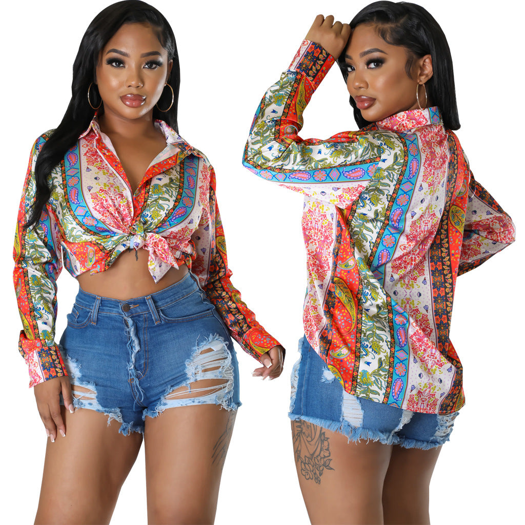 Sexy Fashion Digital Printing Multicolor Women's Shirt 7