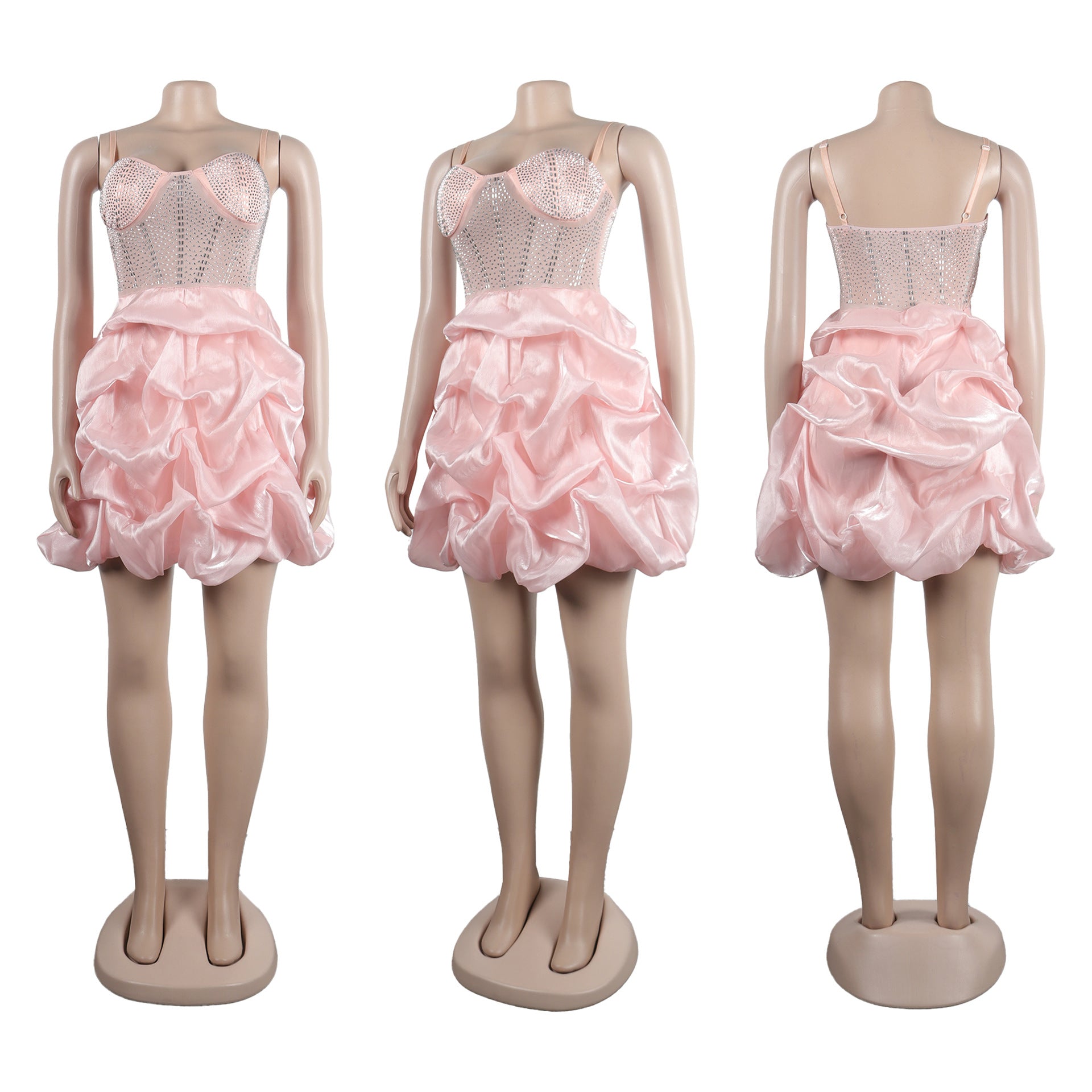 Women Sexy Beaded Stretch Camisole Cascading Ruffles Dress Tutu 38