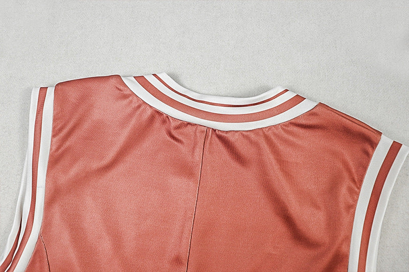 Women Patchwork Pleated V-Neck Sleeveless Dress 12