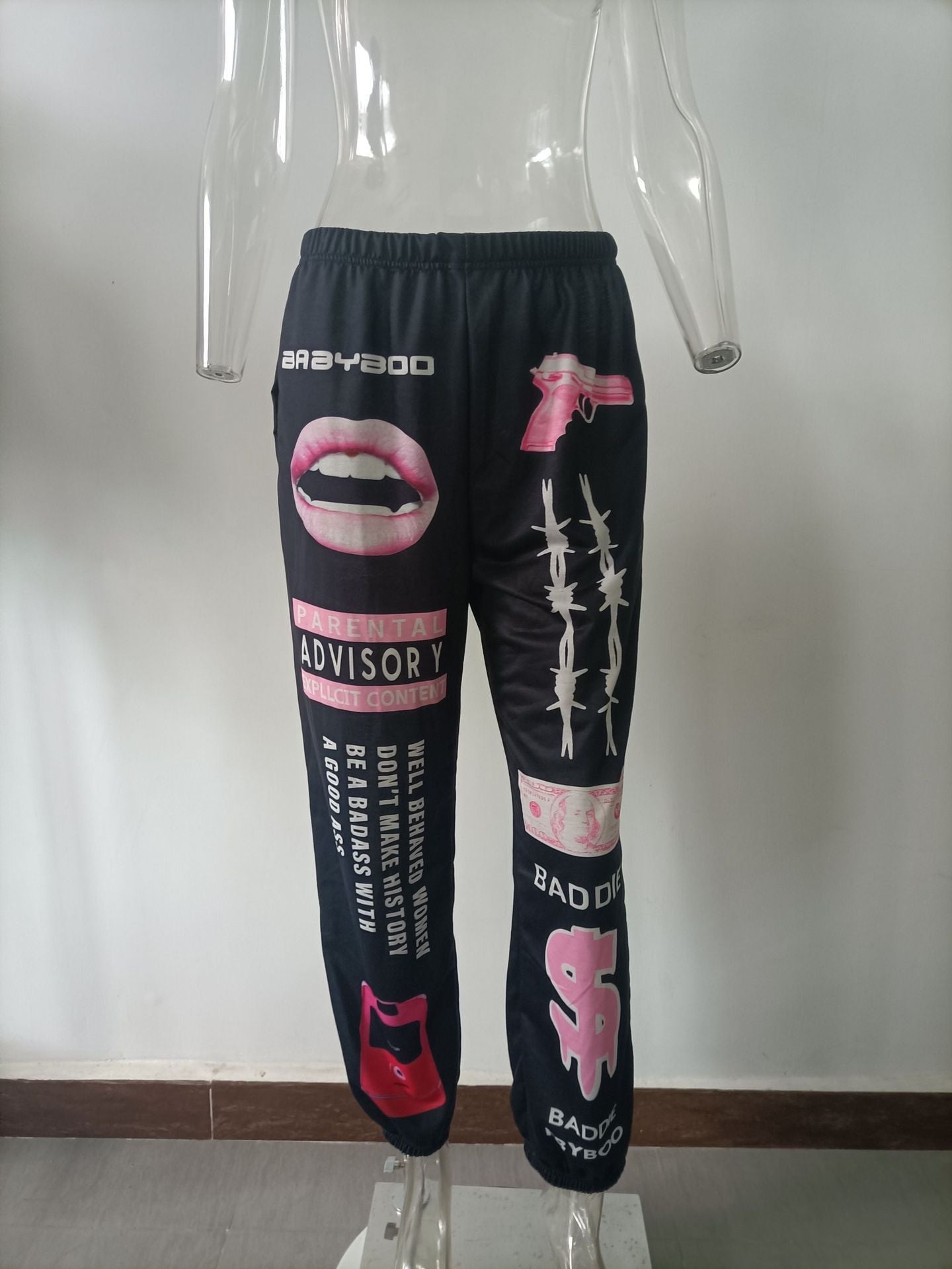 Autumn Winter Women's Printed Fashion Elastic Waist Sports Casual Harem Pants for Women 19