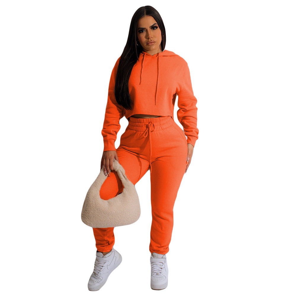 Women's fashion sexy cropped solid color sports two-piece suit 8