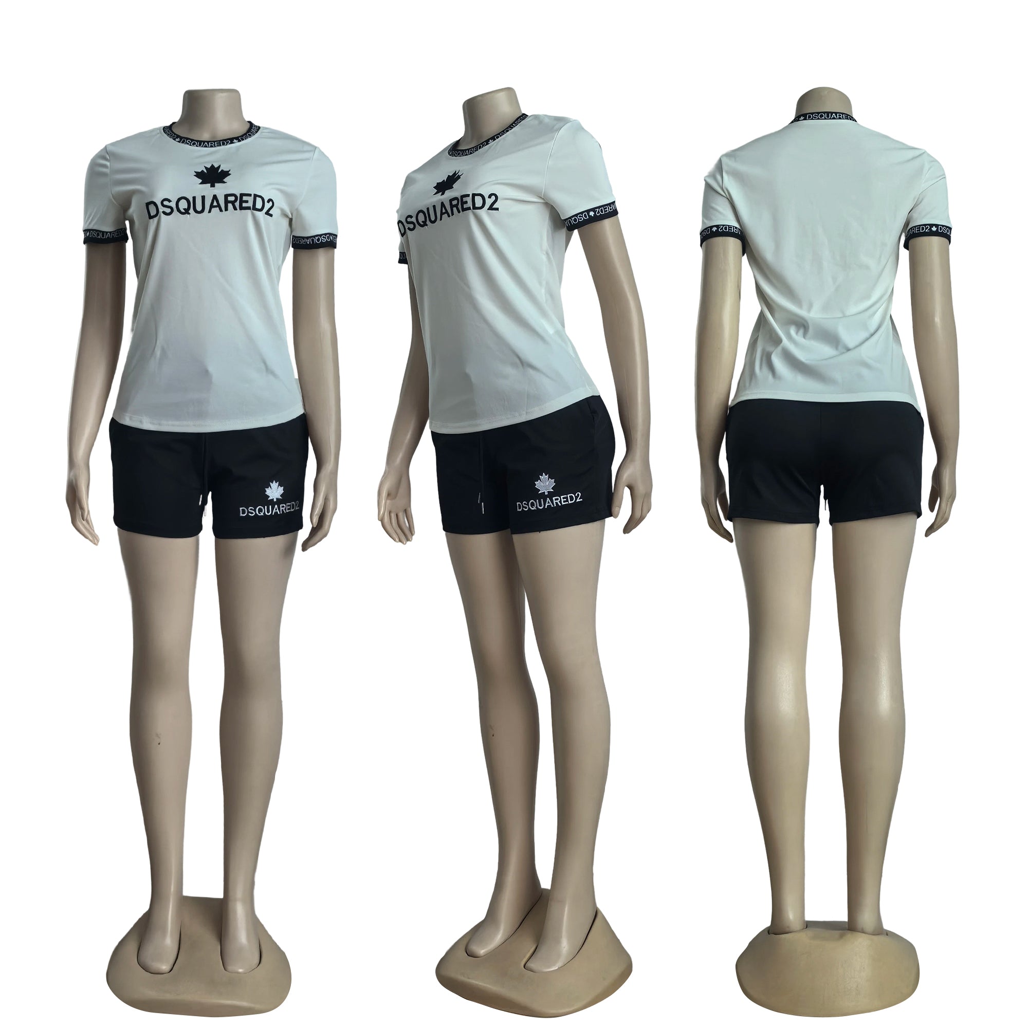 Women Casual Embroidered Short Sleeve Top and shorts two-piece set 6