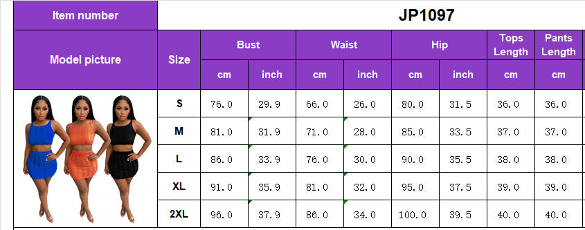 Women Sexy Knitting Hollow Tank Top and Skirt Two-piece Set 12