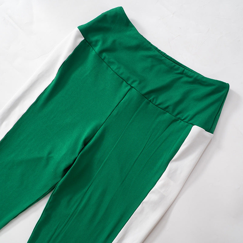 Women contrast long sleeve Crop Top and trousers Casual two-piece set 17