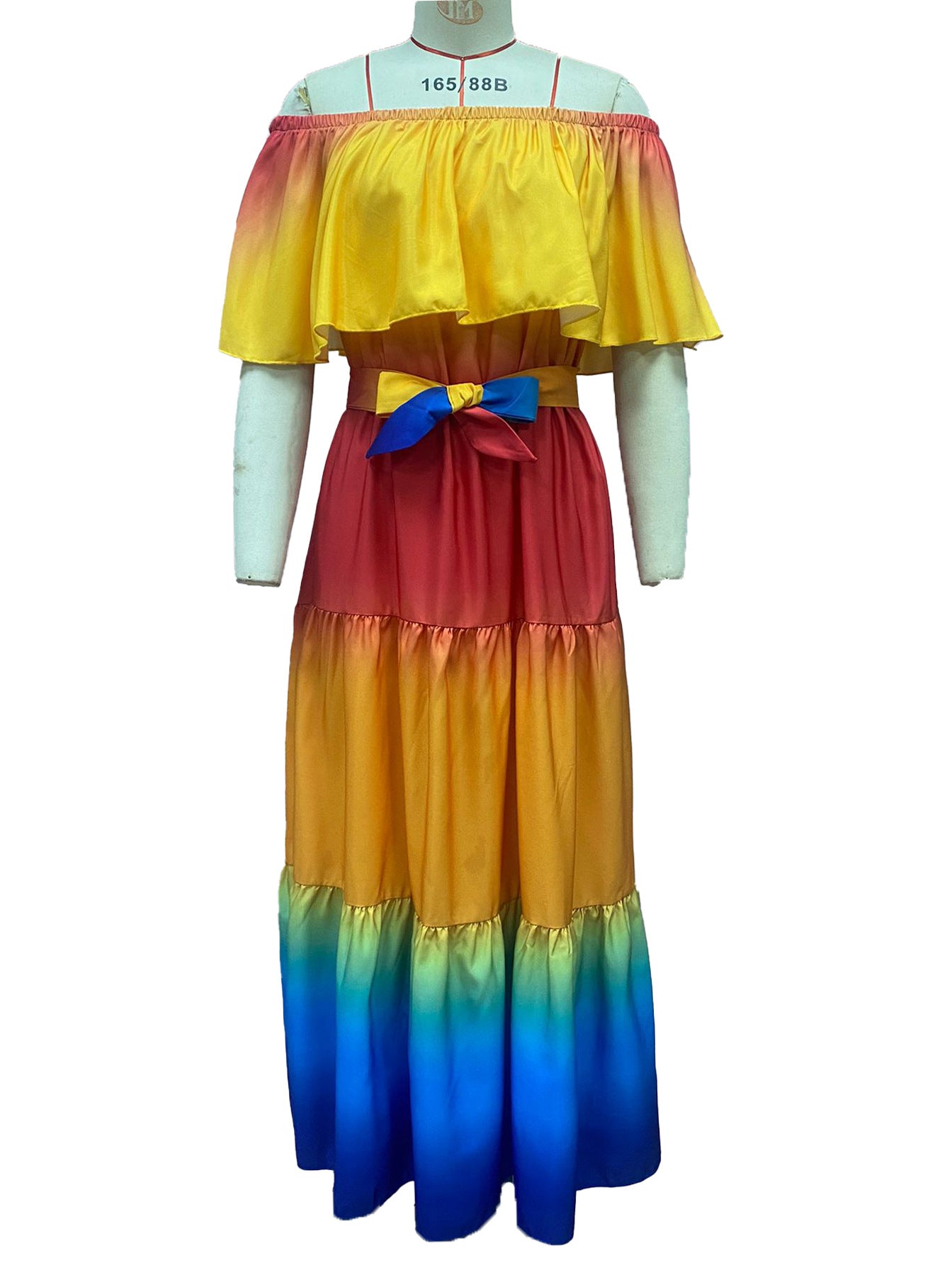 Women's Gradient Color Printed Off Shoulder Maxi Dress 15