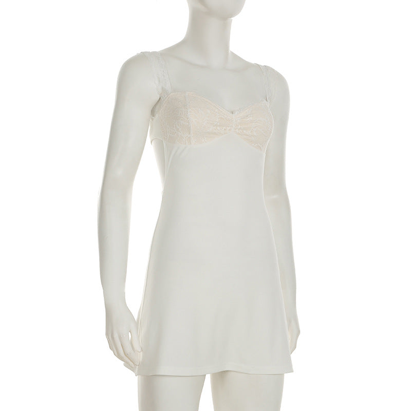 Women Lace Patchwork Sexy Backless Lace Sundress 5