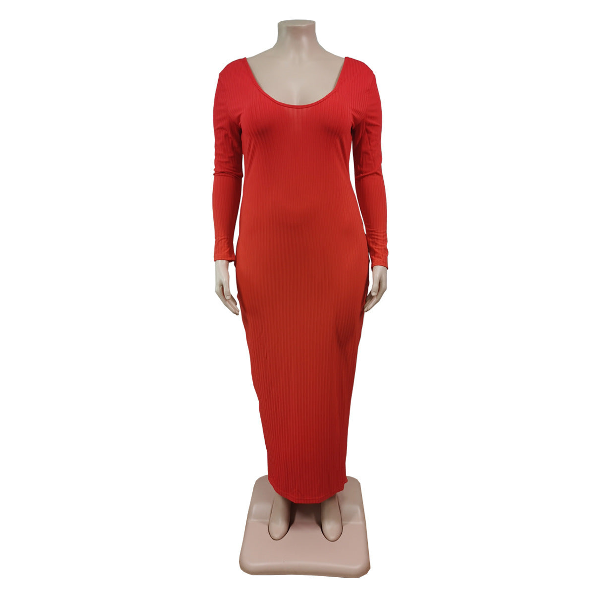 Plus Size Women Sexy Solid V-Neck Dress 22