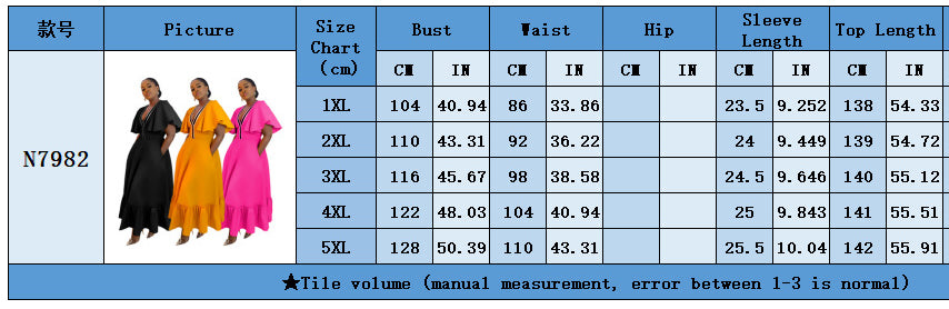 Plus Size Women V-Neck Ruffle Sleeve Pleated Casual Dress 12