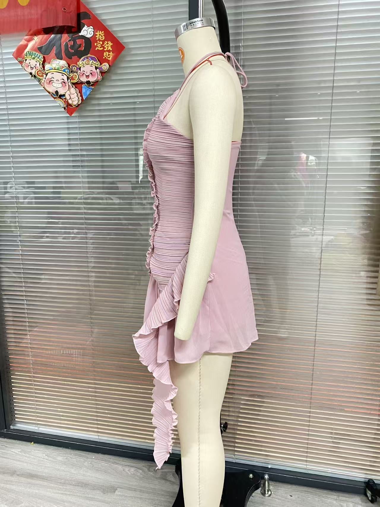 Women Summer Irregular Halter Neck Holiday Dress 4