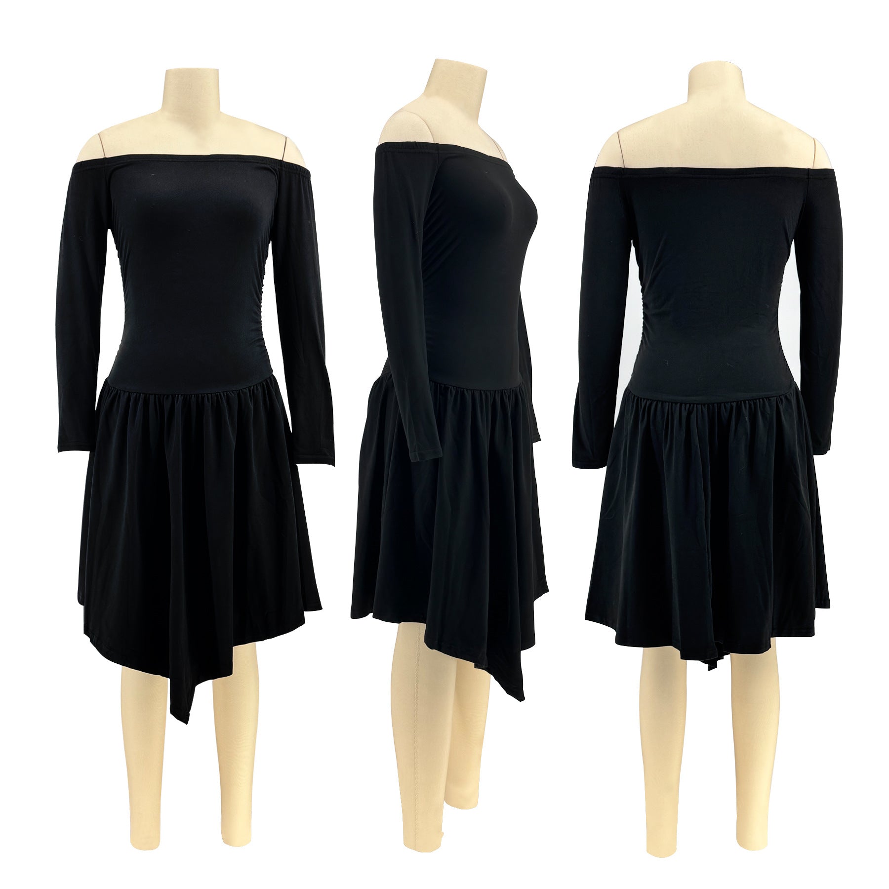 Women Off Shoulder Irregular Dress 5