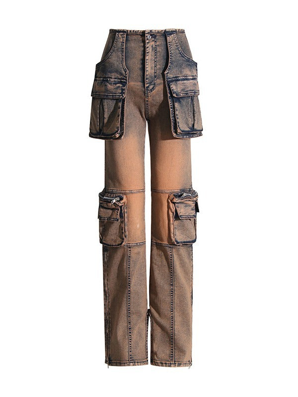 Spring American Washed Denim Cargo Pants 7