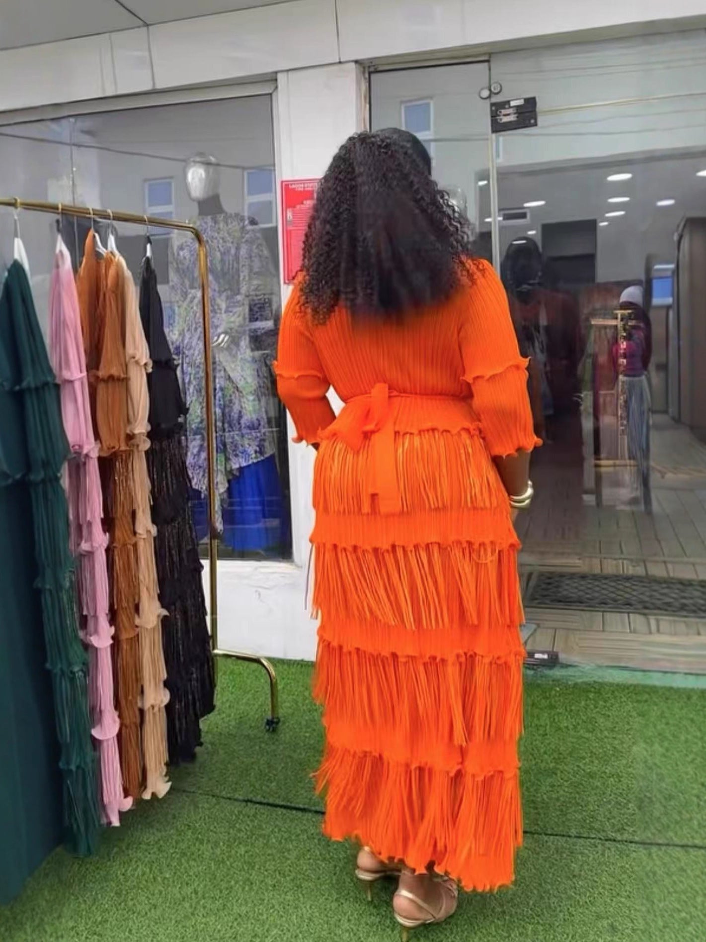 Ruffle Plus Size Fashion African Loose Chic Elegant Long Dress 13