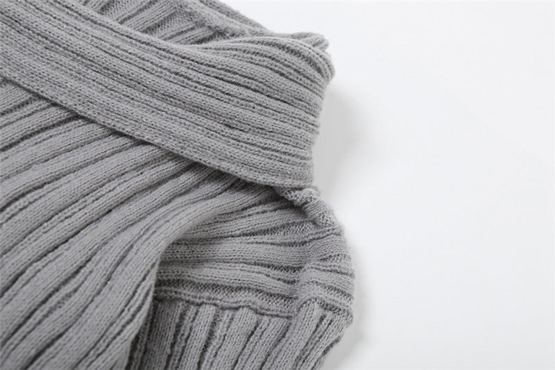 Women Off Shoulder Long Sleeve Loose Solid Knitting Sweater 35