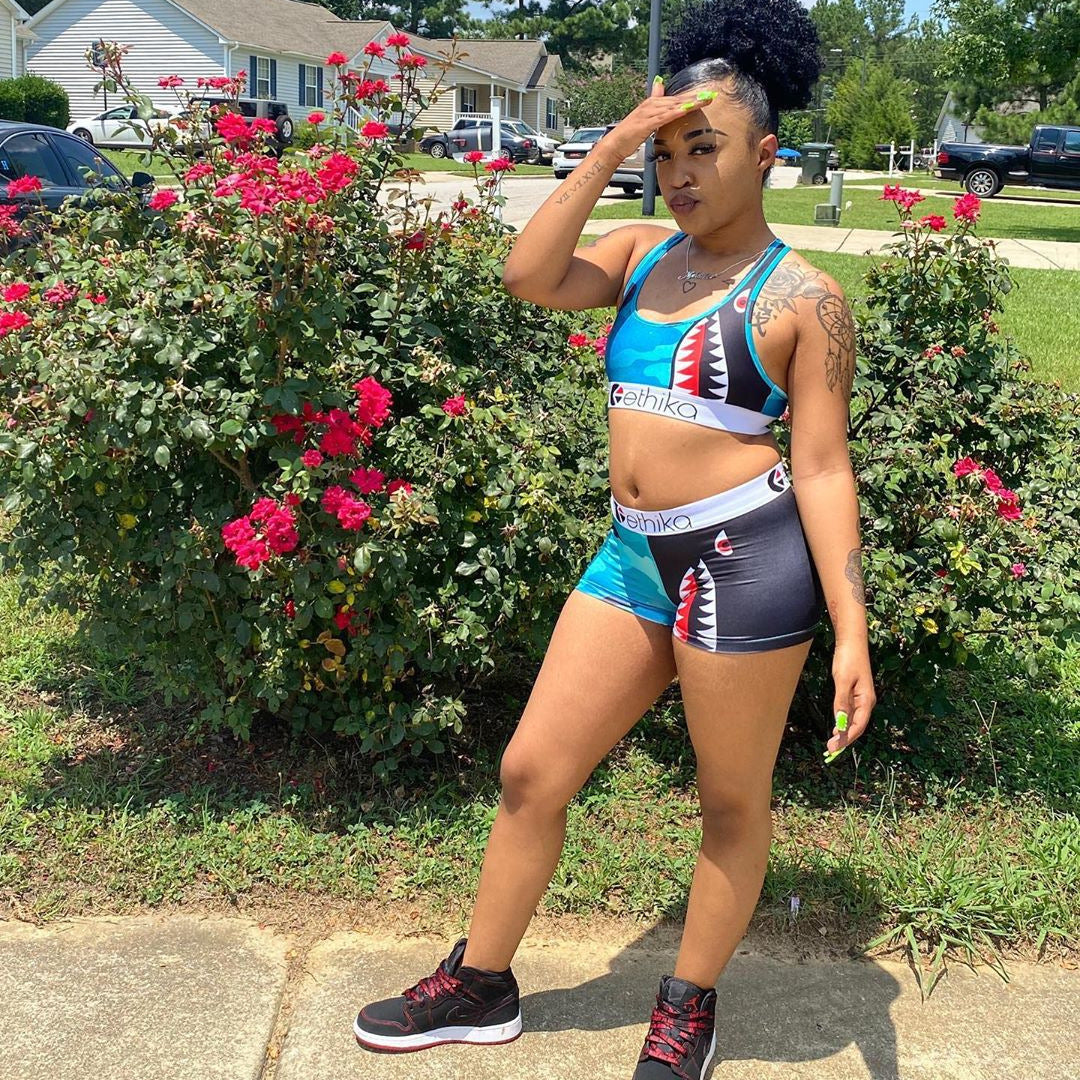 Women Summer Cartoon Printed Top and Shorts Two-piece Set 10