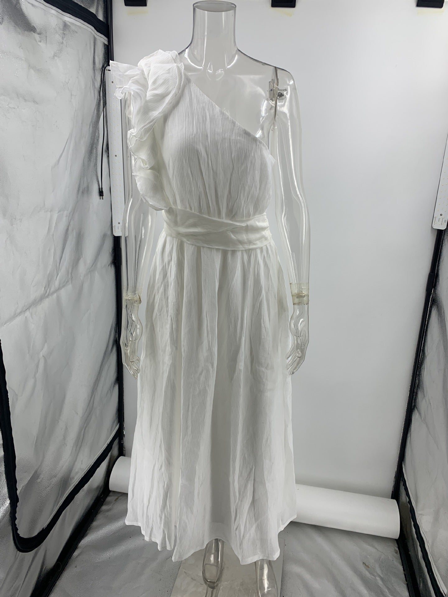 Women's Summer Sexy Solid Color Slash Shoulder Low Back Dress 12