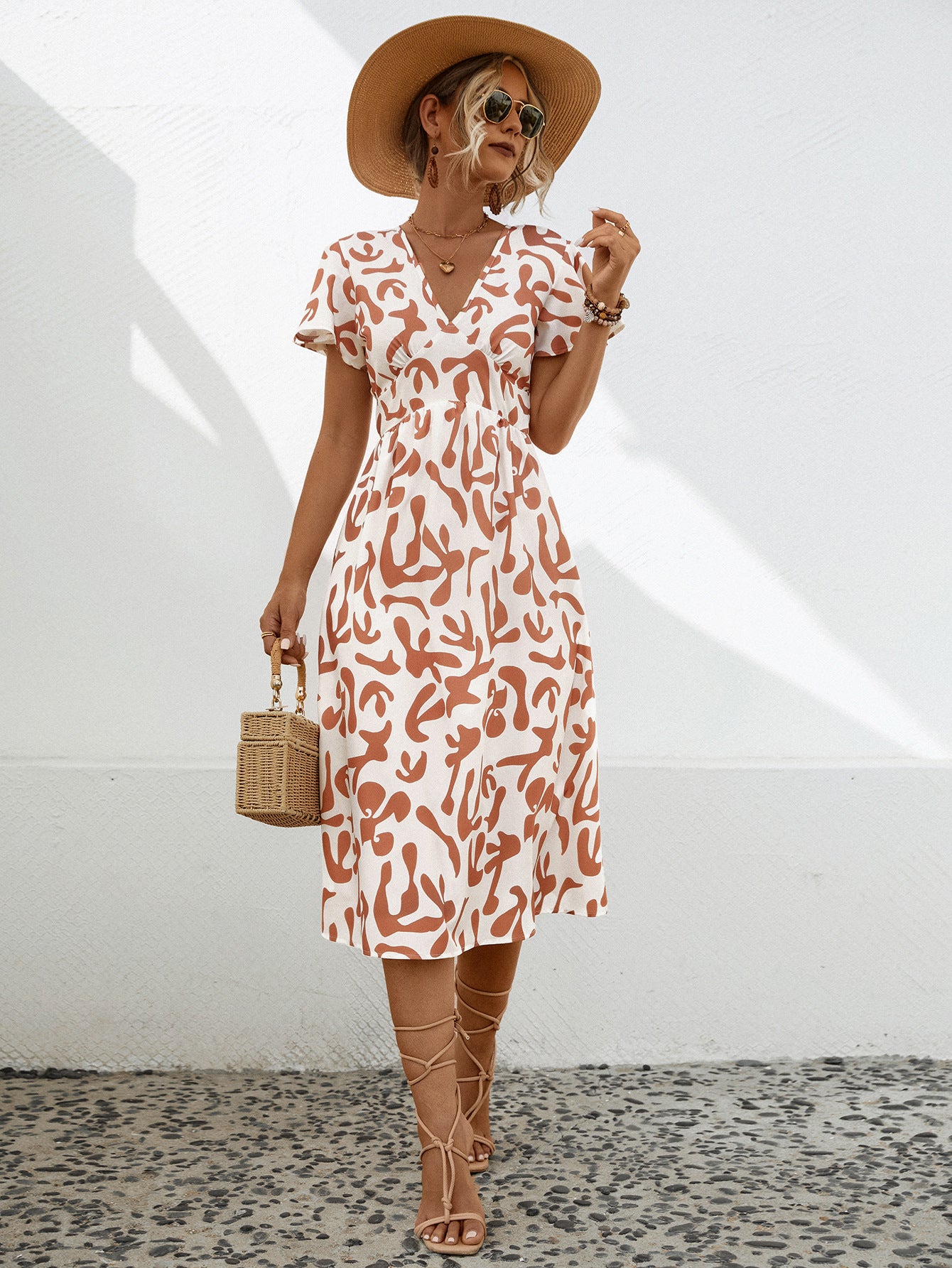 Women Spring Summer v-neck dress 4