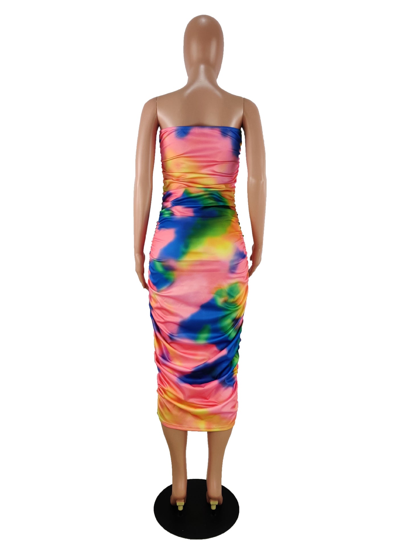 Women clothes Summer Fashion Print Strapless Long Dress 5