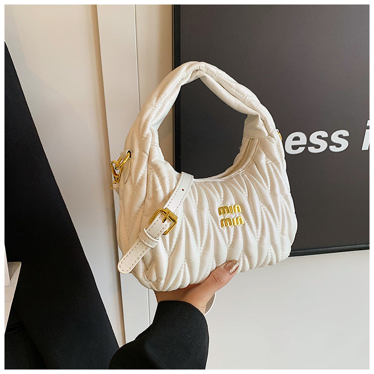 Women pleated cloud bag crossbody handbag single shoulder crescent bag 18