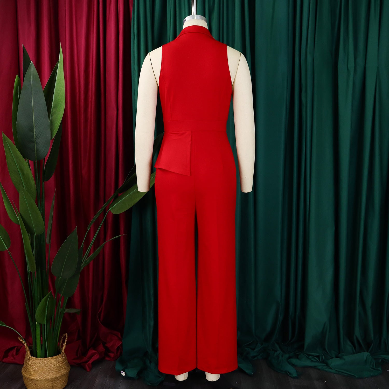 Women's Turndown Collar Sexy Fashion Chain Casual Wide Leg Africa Jumpsuit 22