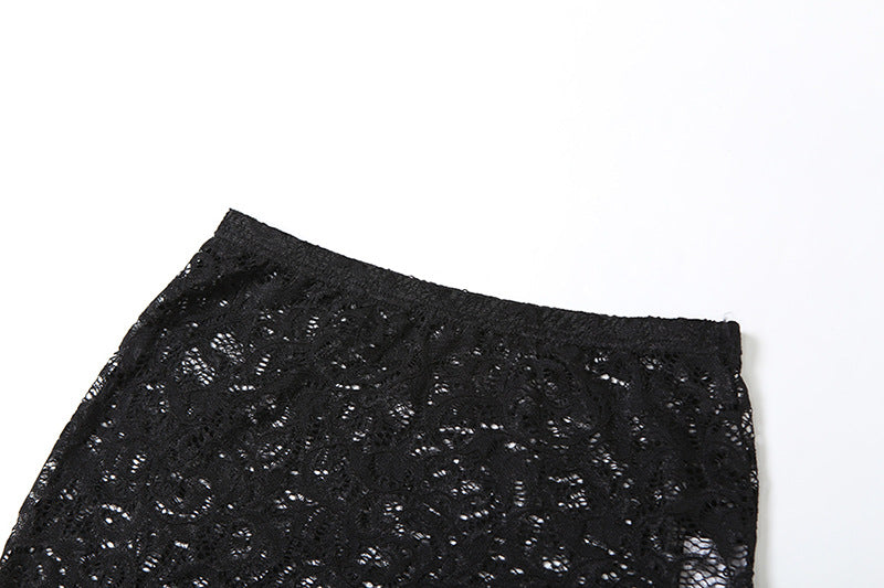 Summer Women sexy hollow strap top and solid lace skirt two-piece suit 13