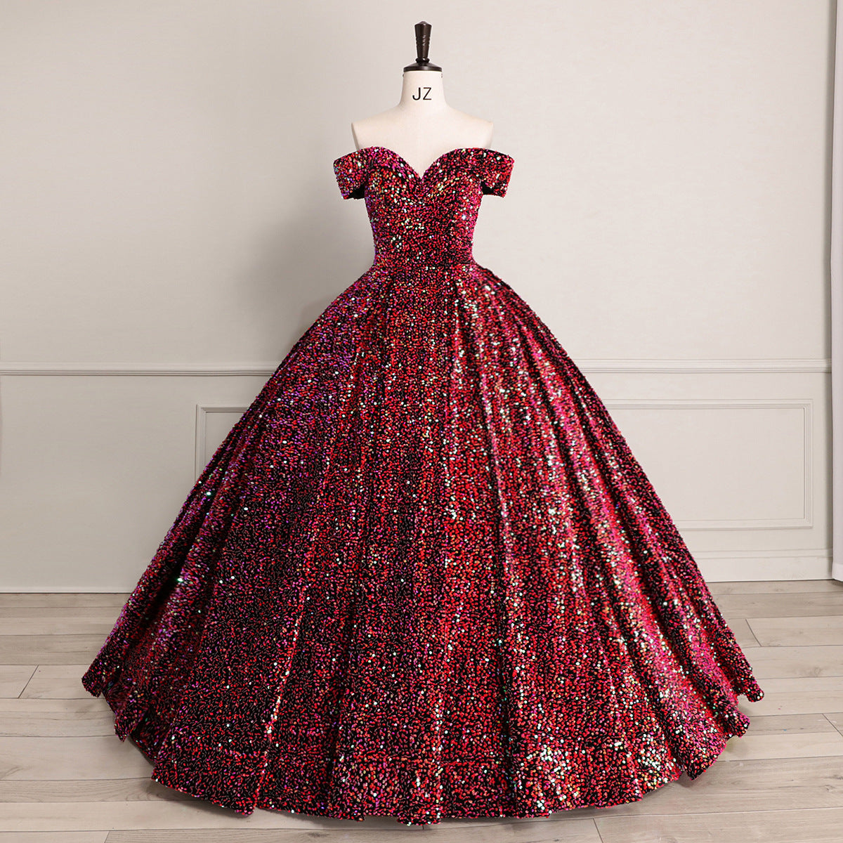 Bride Wedding Dress Women's Sequins Ball Gown Off Shoulder Puffy Evening Dress 20