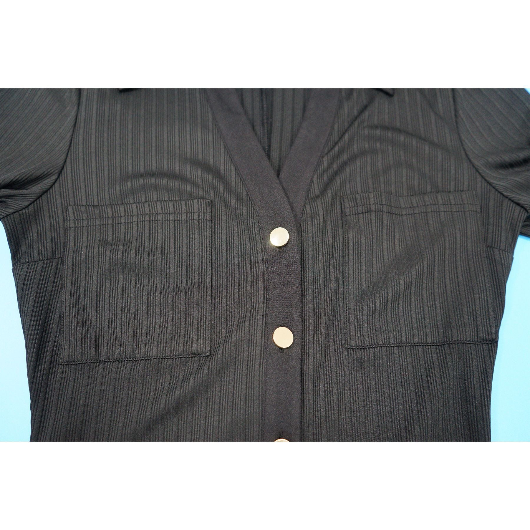 Women's Fashion V-Neck Single Row Buttons Long Sleeve Solid Long Dress 17