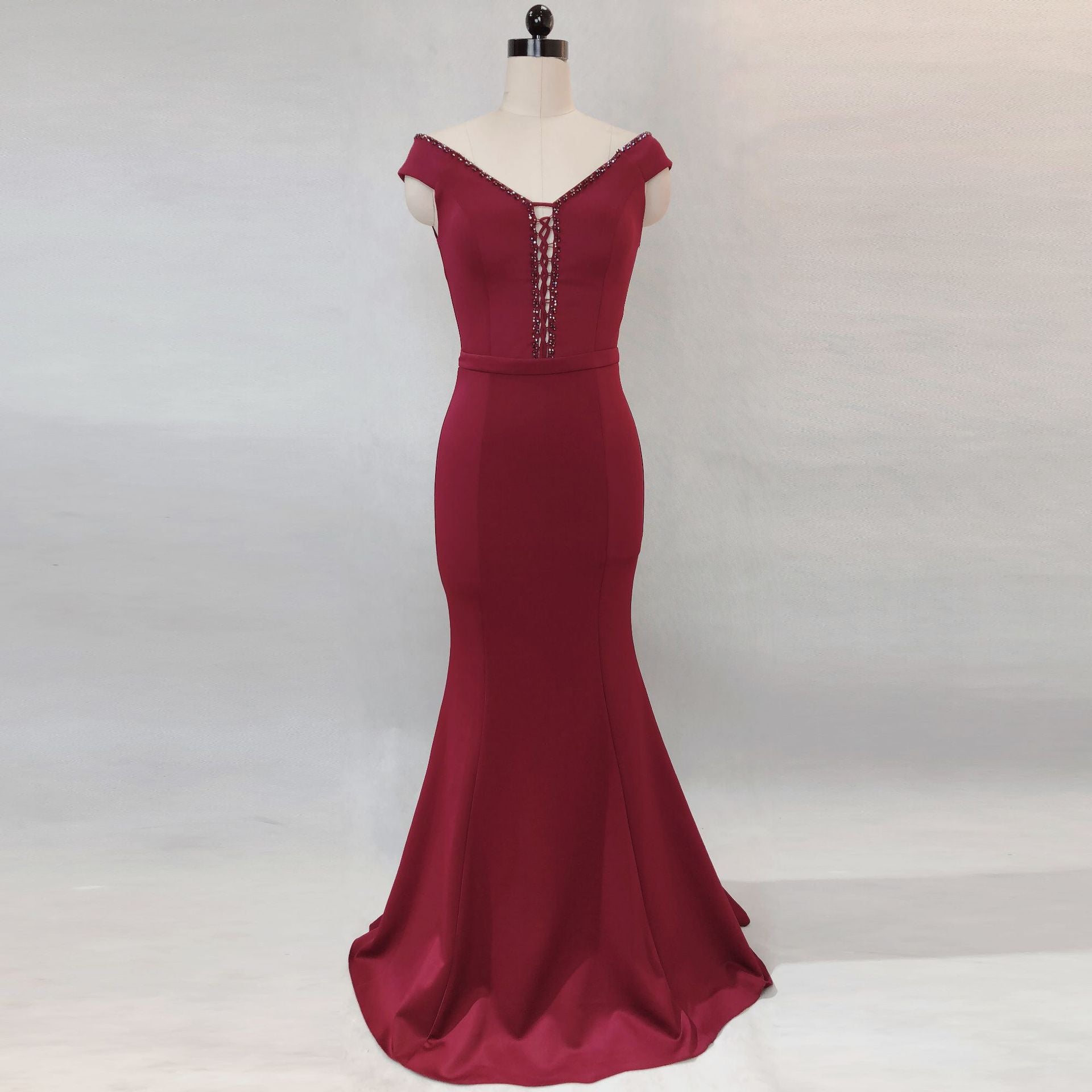 Women Elegant V Neck Slim Formal Party Maxi Mermaid Evening Dress 23