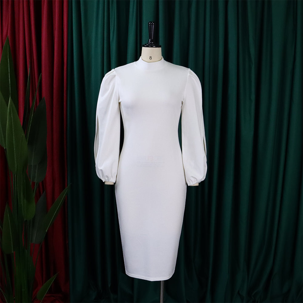 Plus Size Women Solid Color cut out sleeve bodycon Dress 10