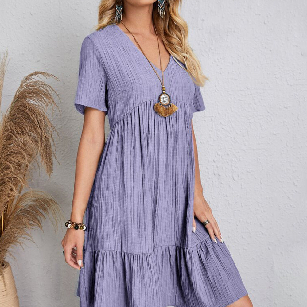 Summer Women Loose Casual Short Sleeve Dress 9